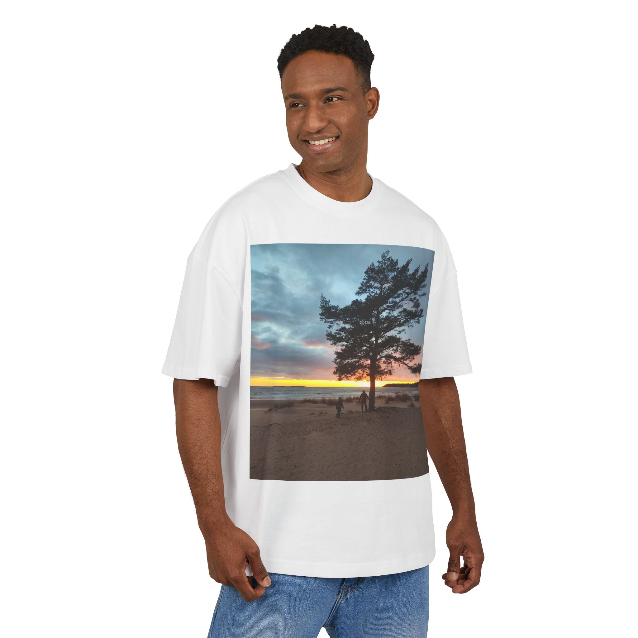 Sunset Pine Beach Tee — Scenic Nature Photo T‑Shirt with WRX Back Logo