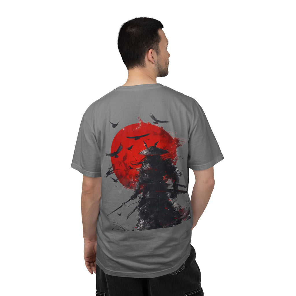 Samurai Silhouette T‑Shirt — Red Sun & Sword Art Graphic Tree