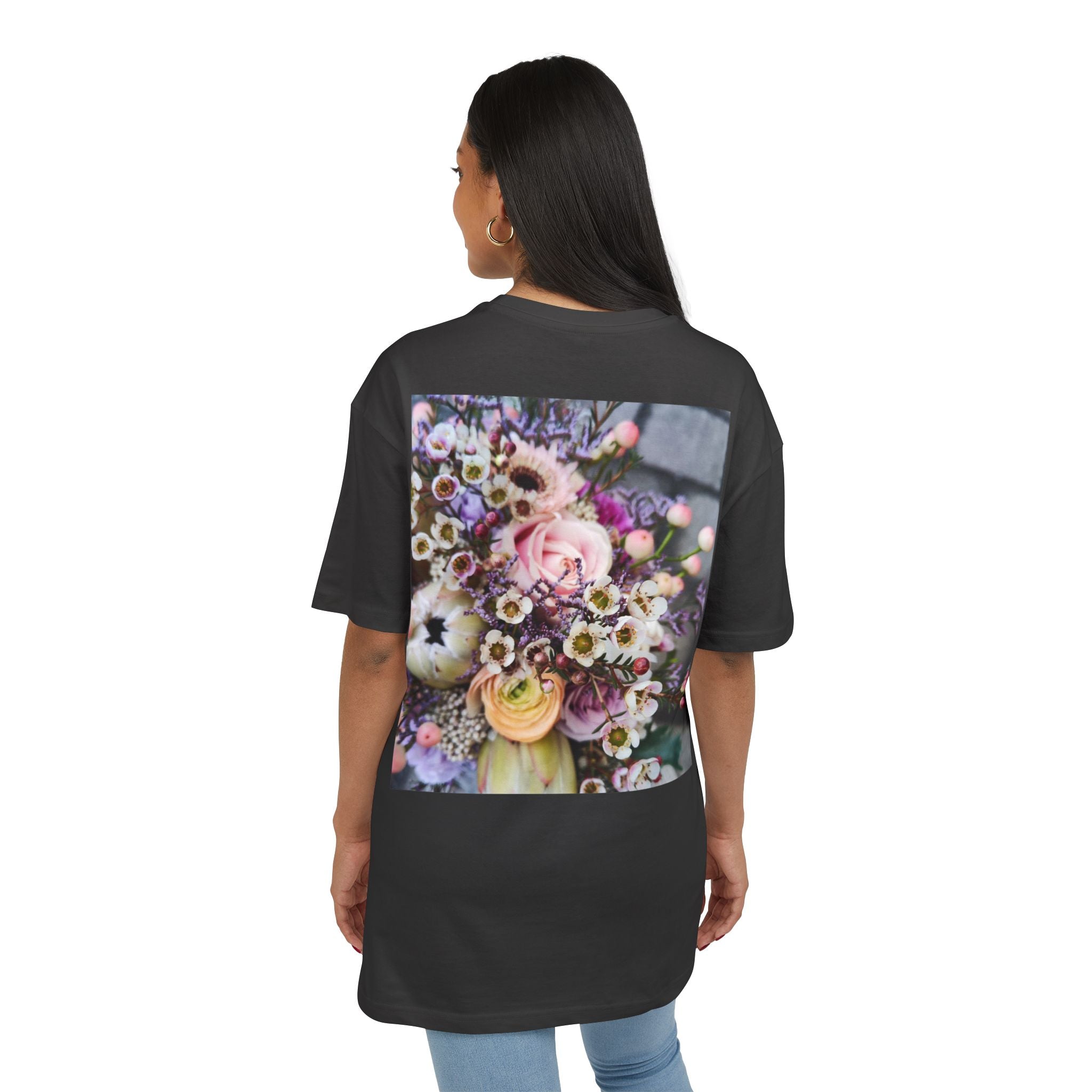 Floral WRX Tee — Oversized White Graphic T‑Shirt with Bouquet Back Print