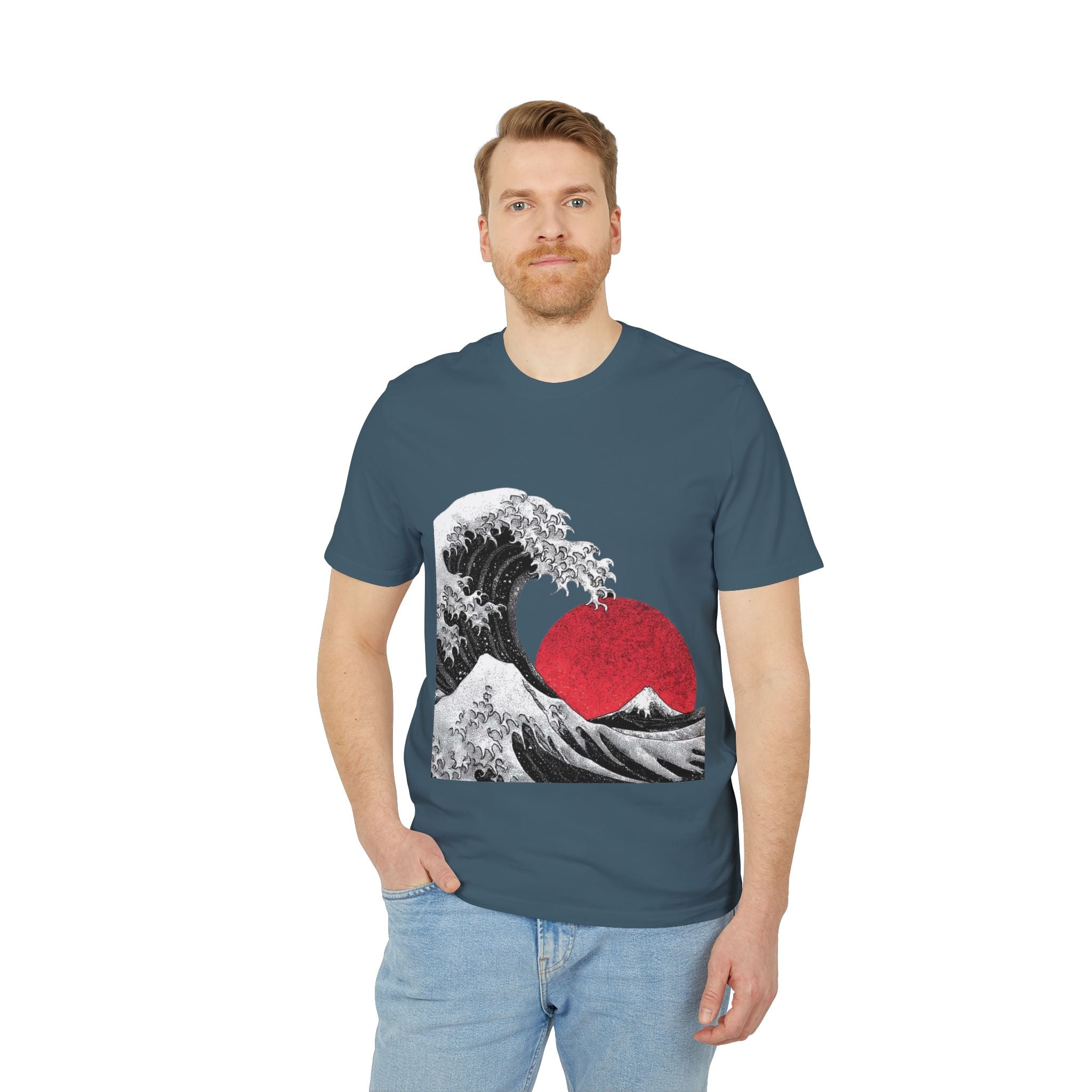 Koi Yin-Yang Wave T-Shirt — Japanese Wave & Red Sun Graphic Tee