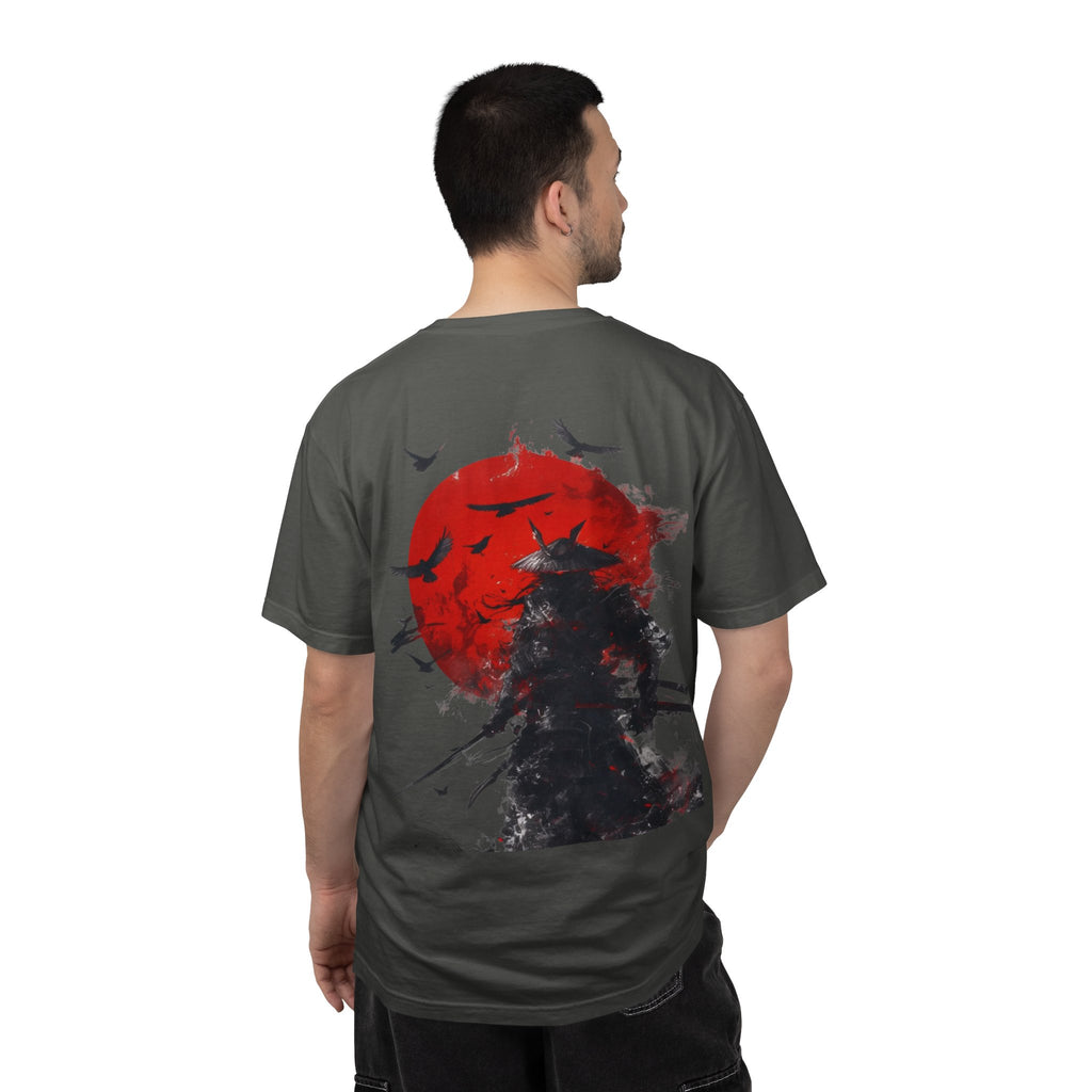 Samurai Silhouette T‑Shirt — Red Sun & Sword Art Graphic Tree