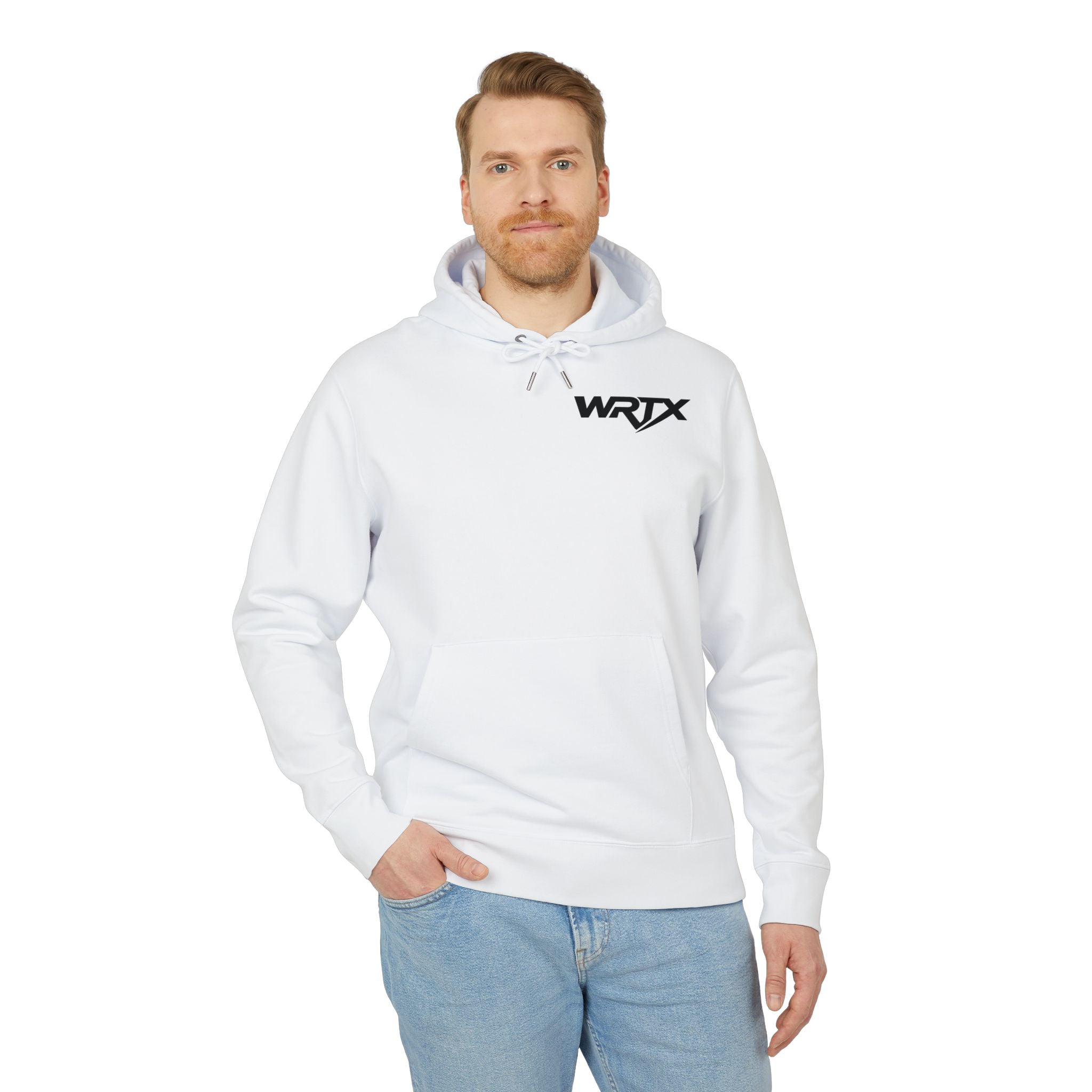 WRTX Graffiti Logo Hoodie — White Streetwear Pullover with Back Graphic