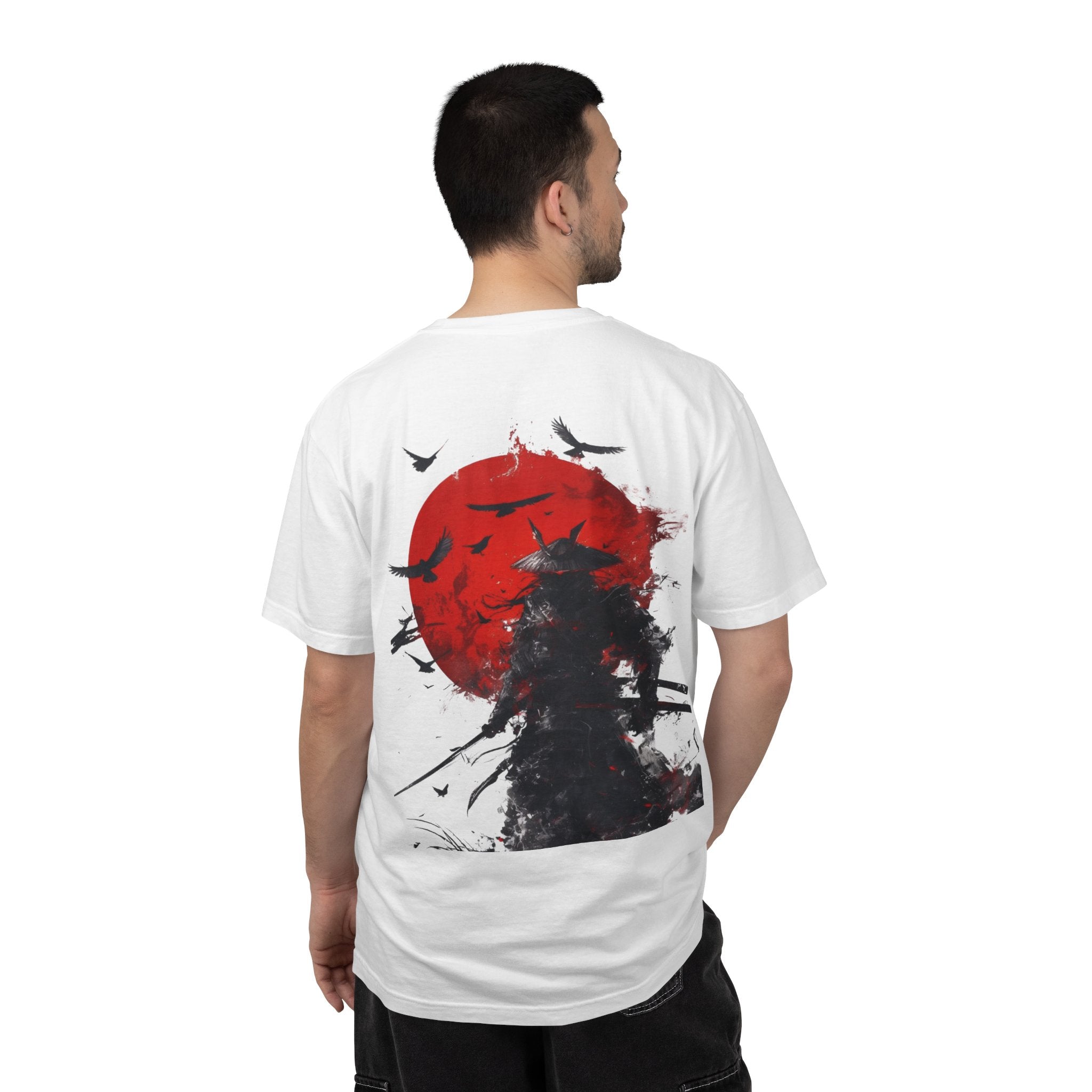 Samurai Silhouette T‑Shirt — Red Sun & Sword Art Graphic Tree