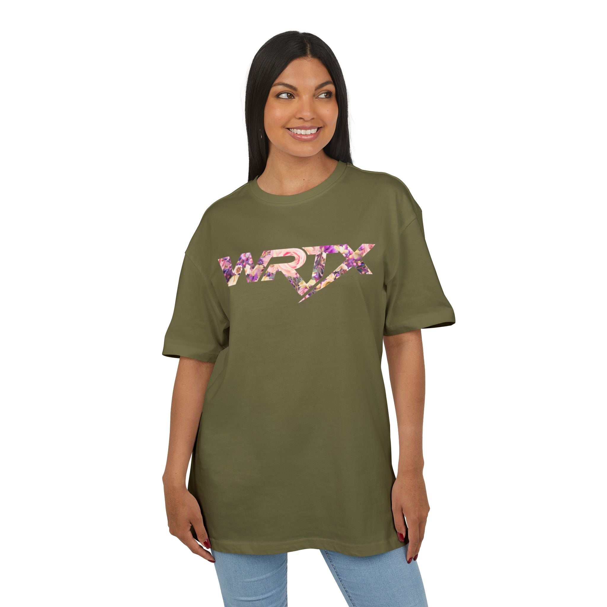 Floral WRX Tee — Oversized White Graphic T‑Shirt with Bouquet Back Print