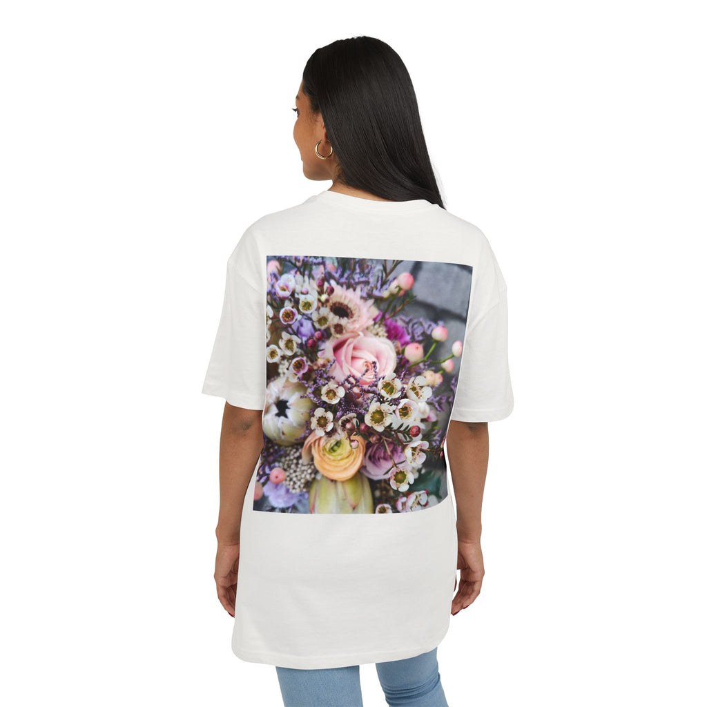 Floral WRX Tee — Oversized White Graphic T‑Shirt with Bouquet Back Print