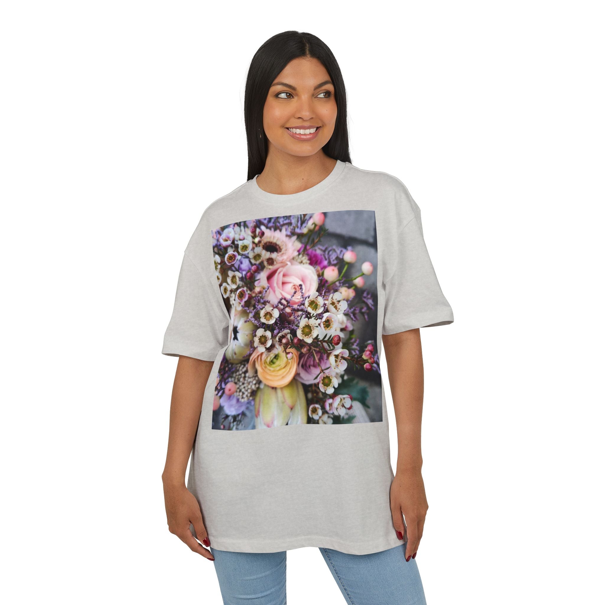 Floral Bouquet Oversized Tee – Vintage Pastel Flower Graphic