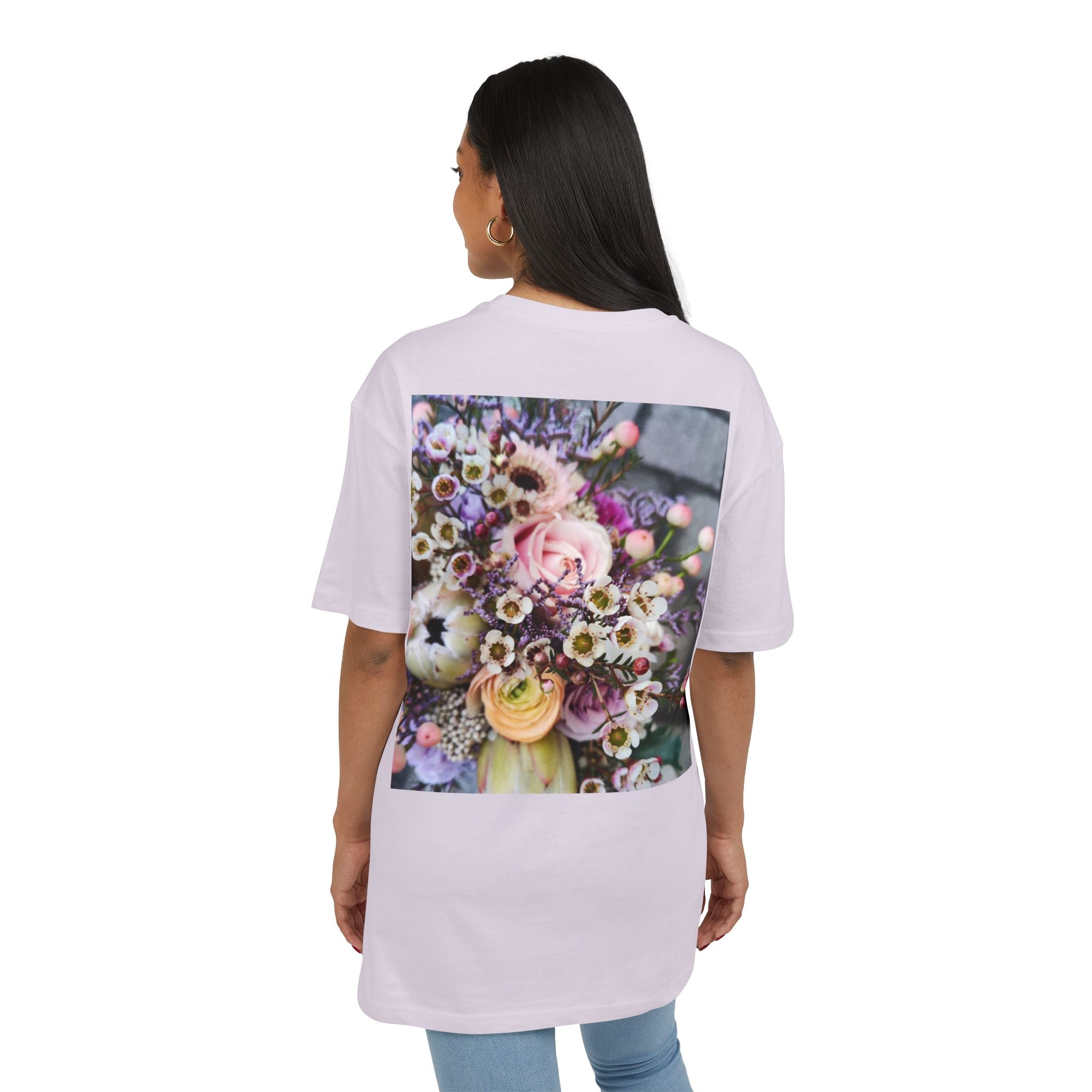 Floral WRX Tee — Oversized White Graphic T‑Shirt with Bouquet Back Print