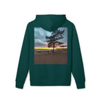 Sunset Beach Tree Hoodie — Scenic Back-Print Pullover