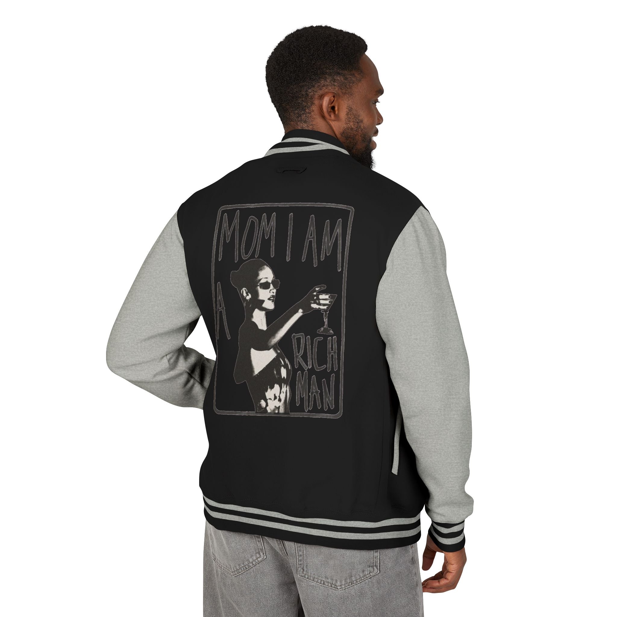 Letterman Jacket — 'Mom I Am A Rich Man' Retro Varsity Jacket