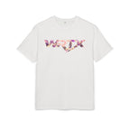 Floral WRX Tee — Oversized White Graphic T‑Shirt with Bouquet Back Print