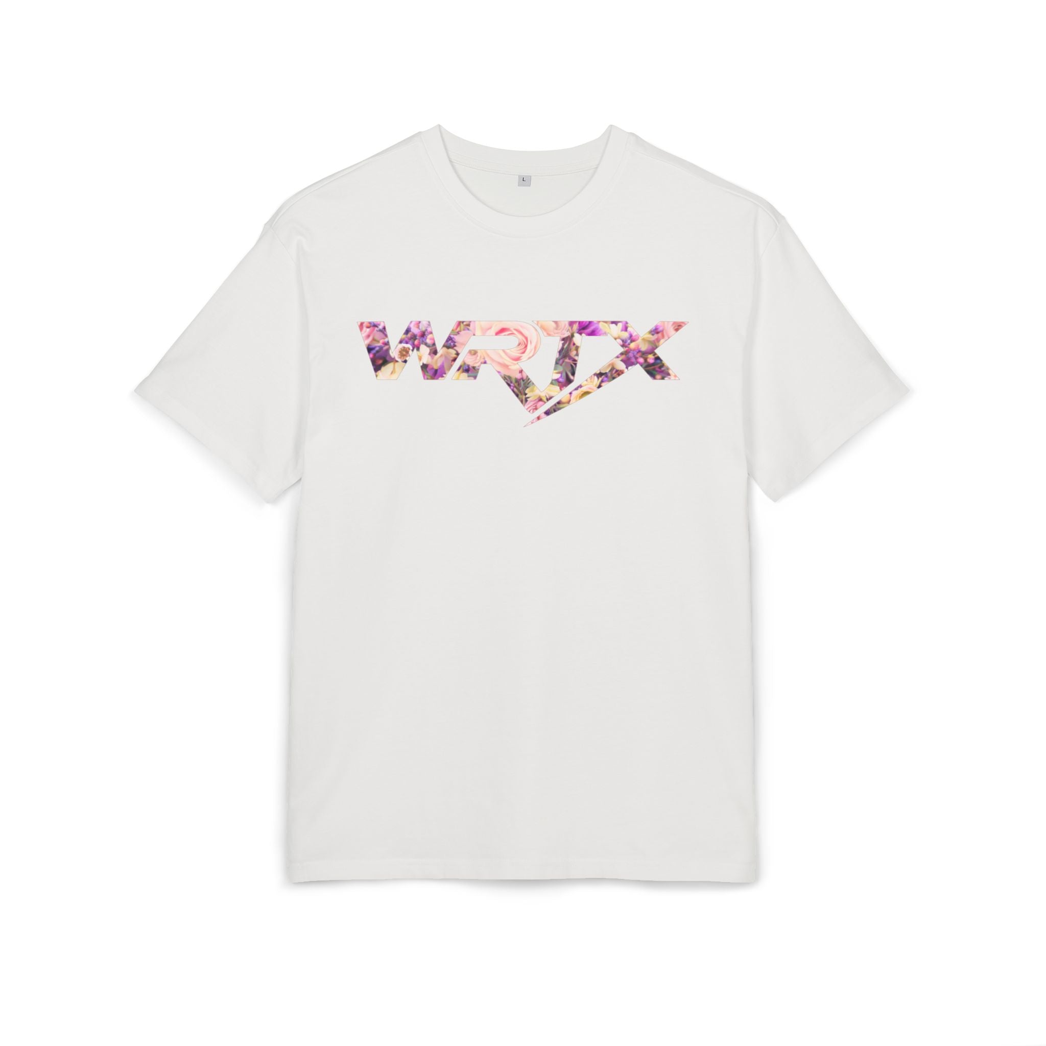 Floral WRX Tee — Oversized White Graphic T‑Shirt with Bouquet Back Print