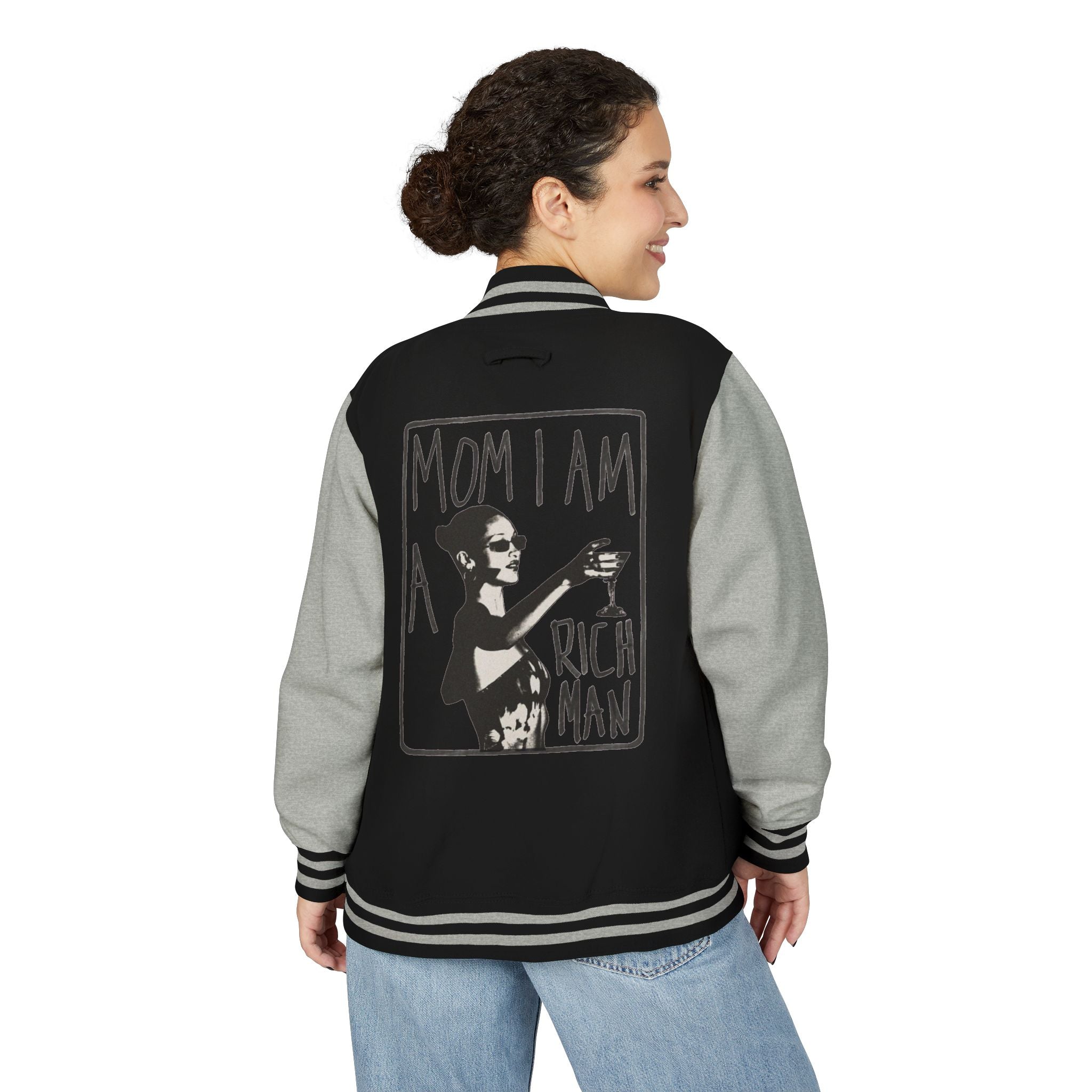 Letterman Jacket — 'Mom I Am A Rich Man' Retro Varsity Jacket