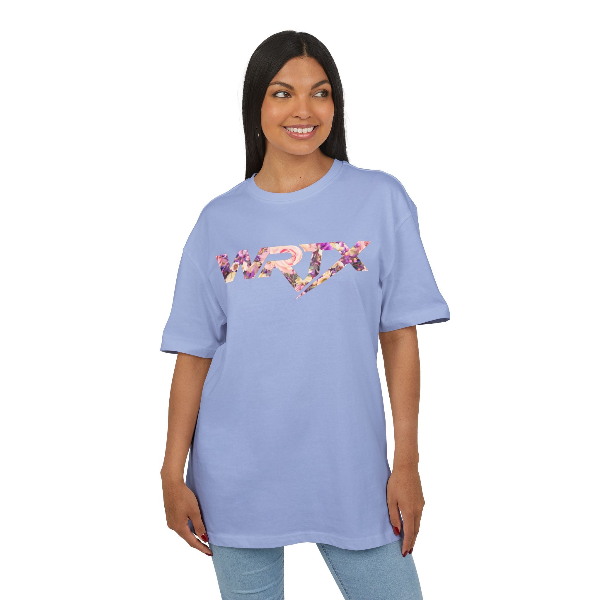 Floral WRX Tee — Oversized White Graphic T‑Shirt with Bouquet Back Print