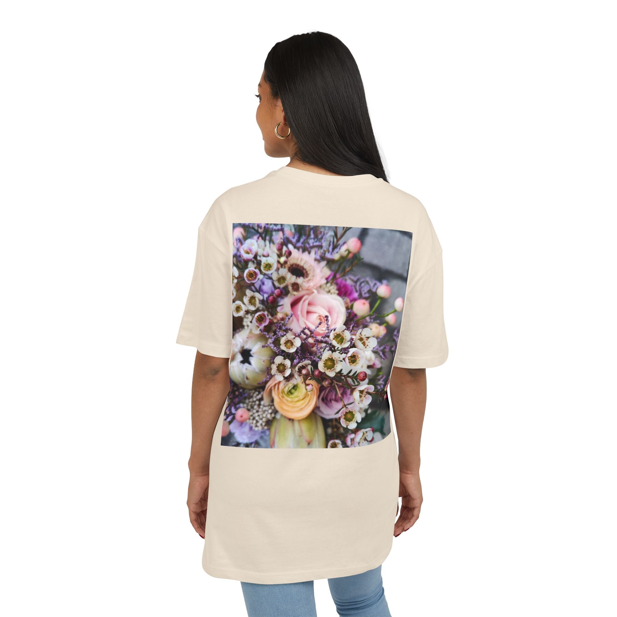 Floral WRX Tee — Oversized White Graphic T‑Shirt with Bouquet Back Print