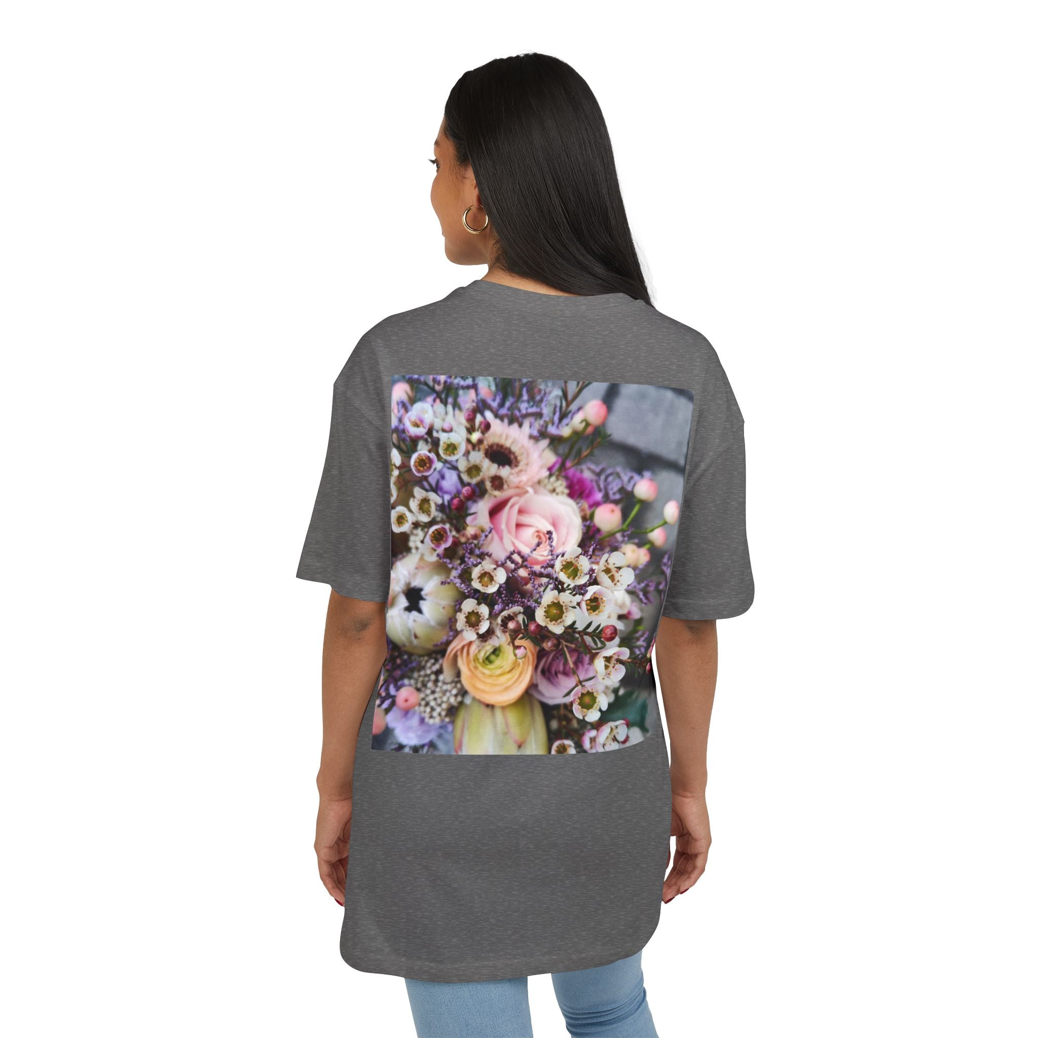 Floral WRX Tee — Oversized White Graphic T‑Shirt with Bouquet Back Print
