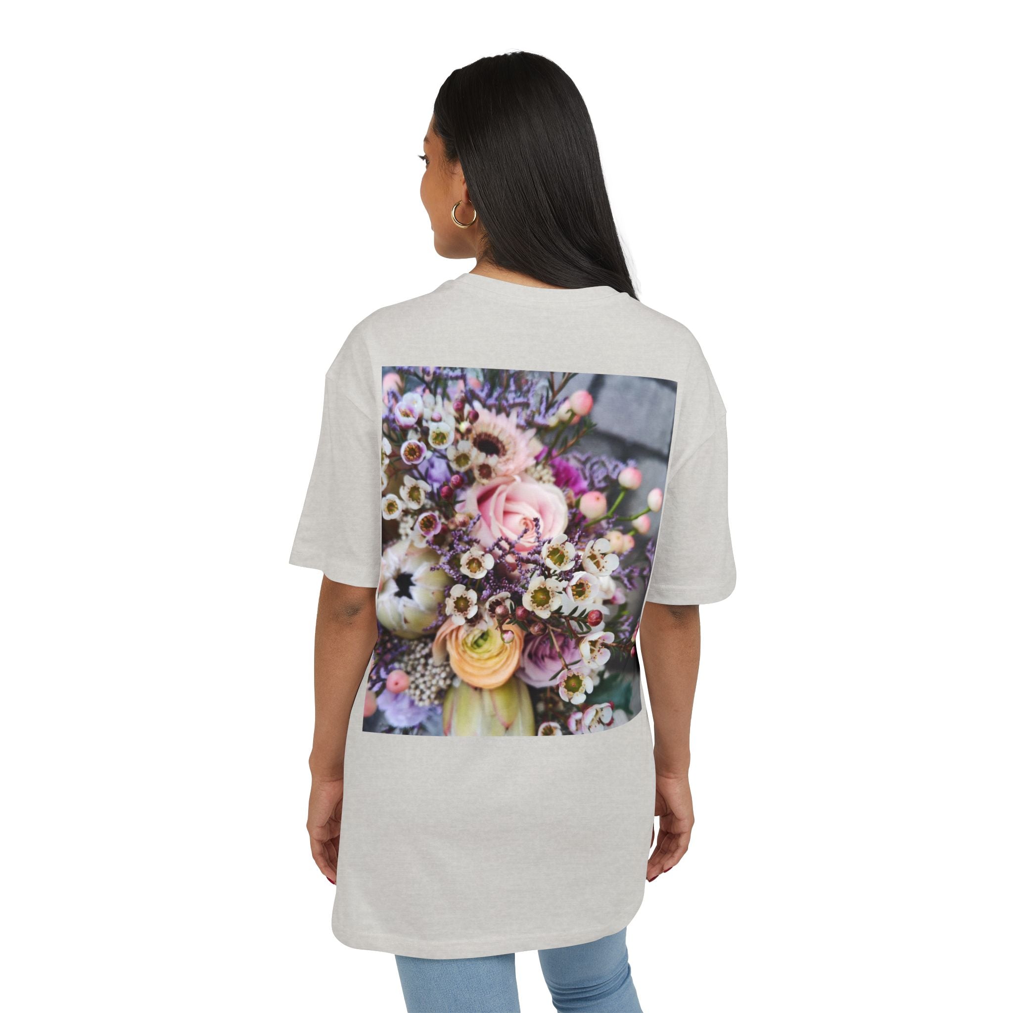 Floral WRX Tee — Oversized White Graphic T‑Shirt with Bouquet Back Print