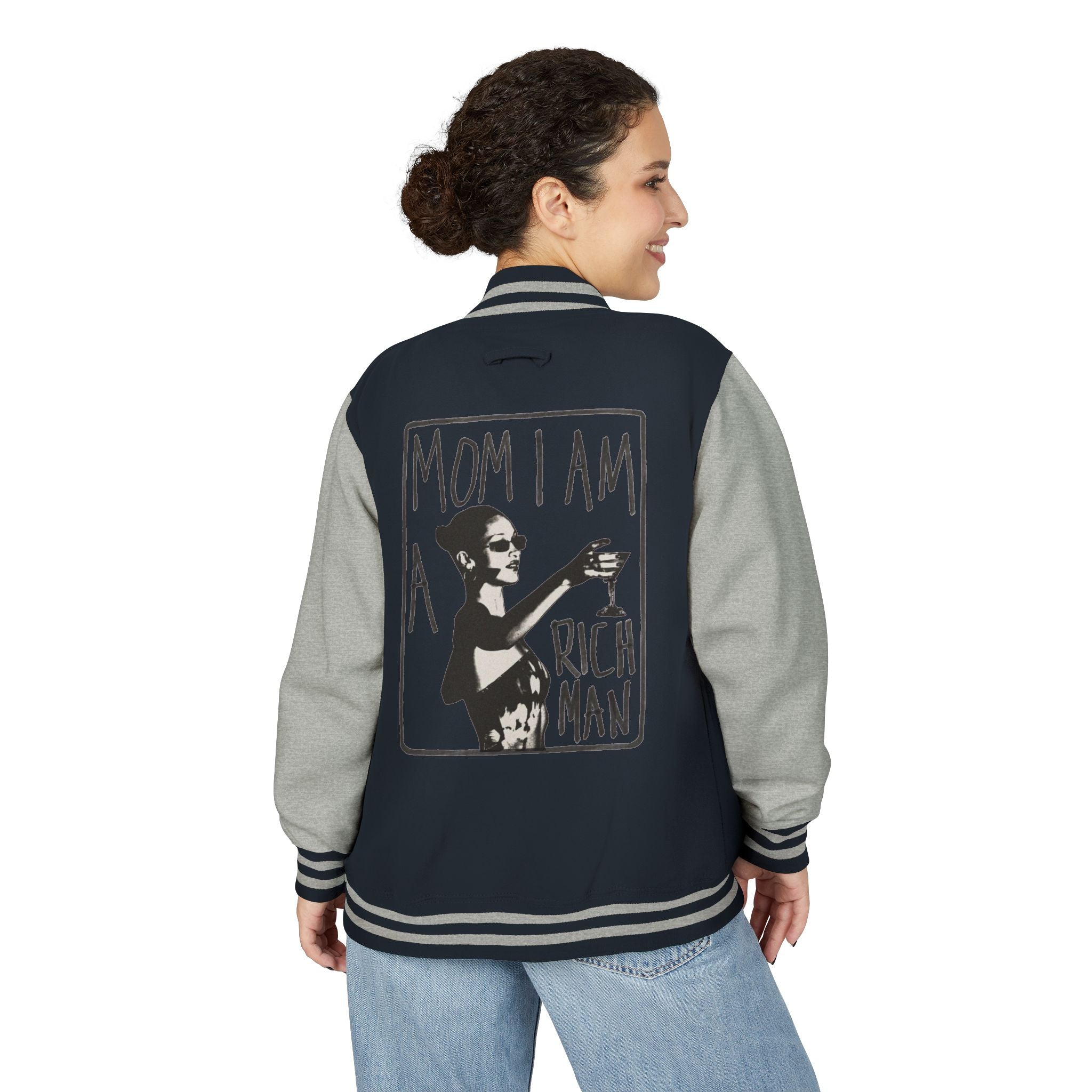 Letterman Jacket — 'Mom I Am A Rich Man' Retro Varsity Jacket