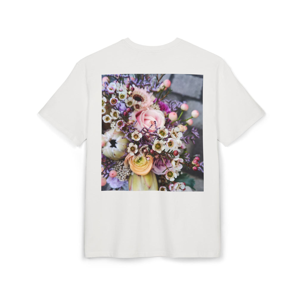 Floral WRX Tee — Oversized White Graphic T‑Shirt with Bouquet Back Print