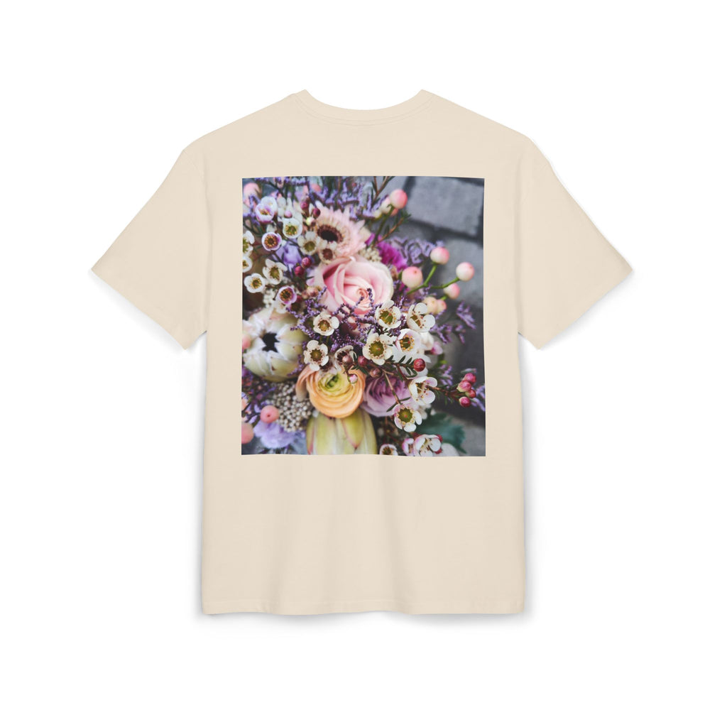 Floral WRX Tee — Oversized White Graphic T‑Shirt with Bouquet Back Print