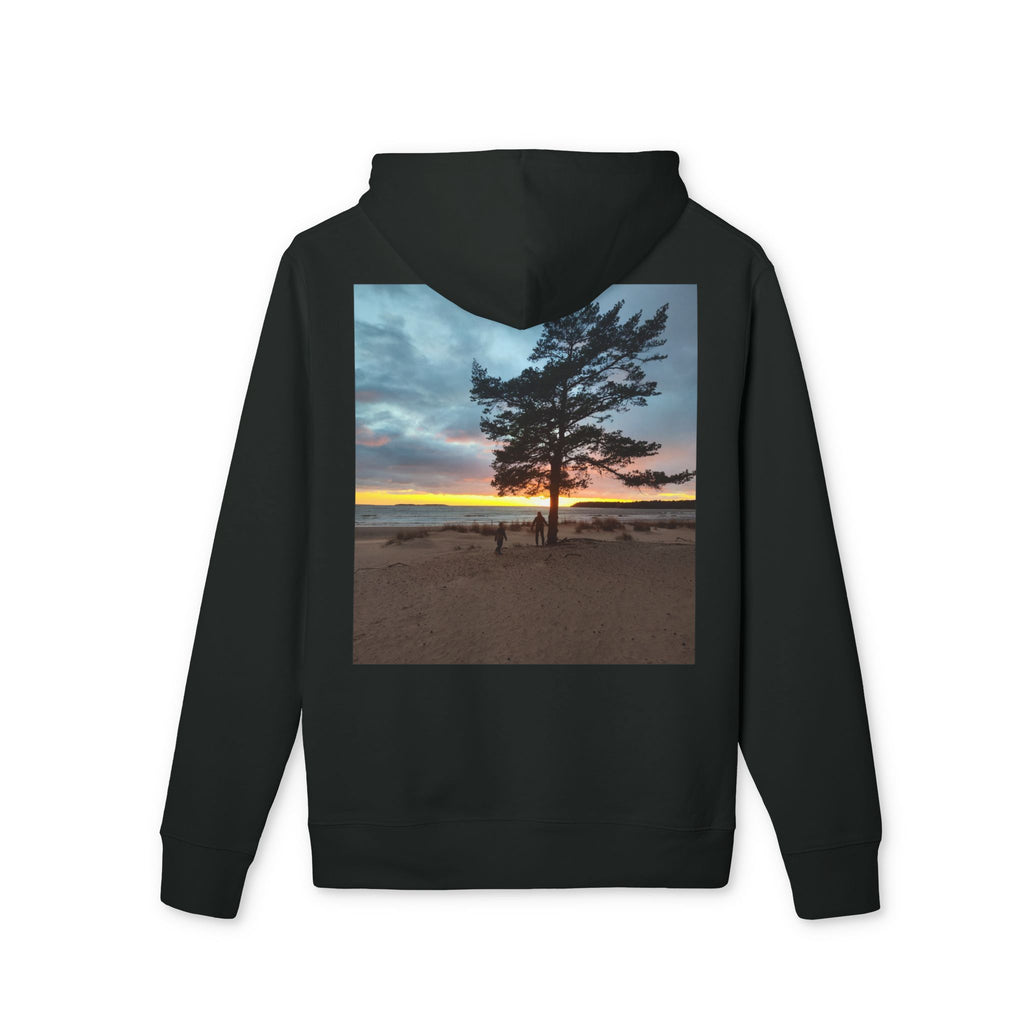 Sunset Beach Tree Hoodie — Scenic Back-Print Pullover