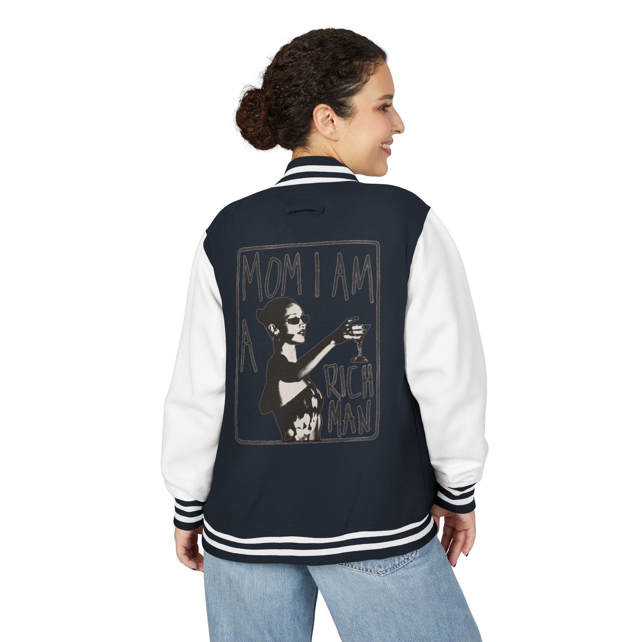 Letterman Jacket — 'Mom I Am A Rich Man' Retro Varsity Jacket