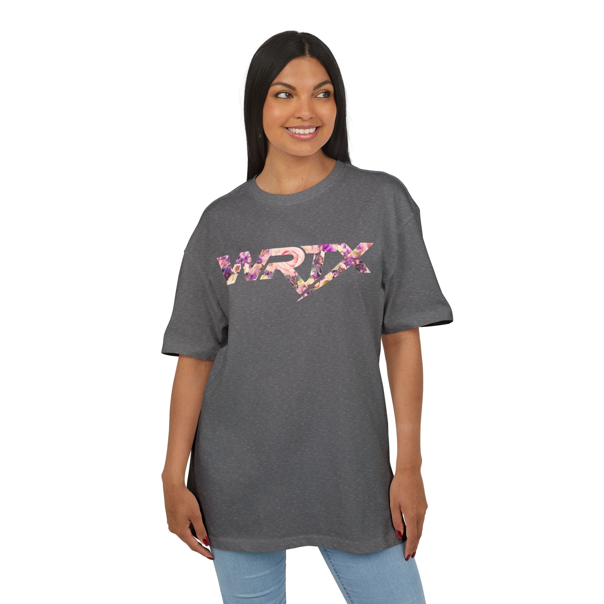 Floral WRX Tee — Oversized White Graphic T‑Shirt with Bouquet Back Print