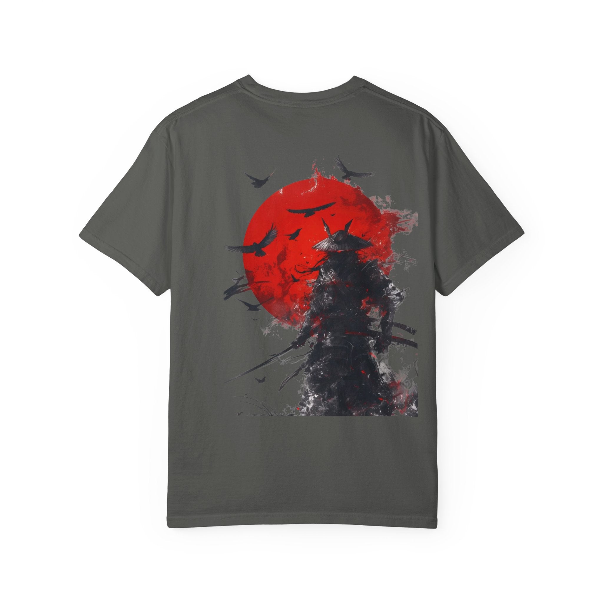 Samurai Silhouette T‑Shirt — Red Sun & Sword Art Graphic Tree