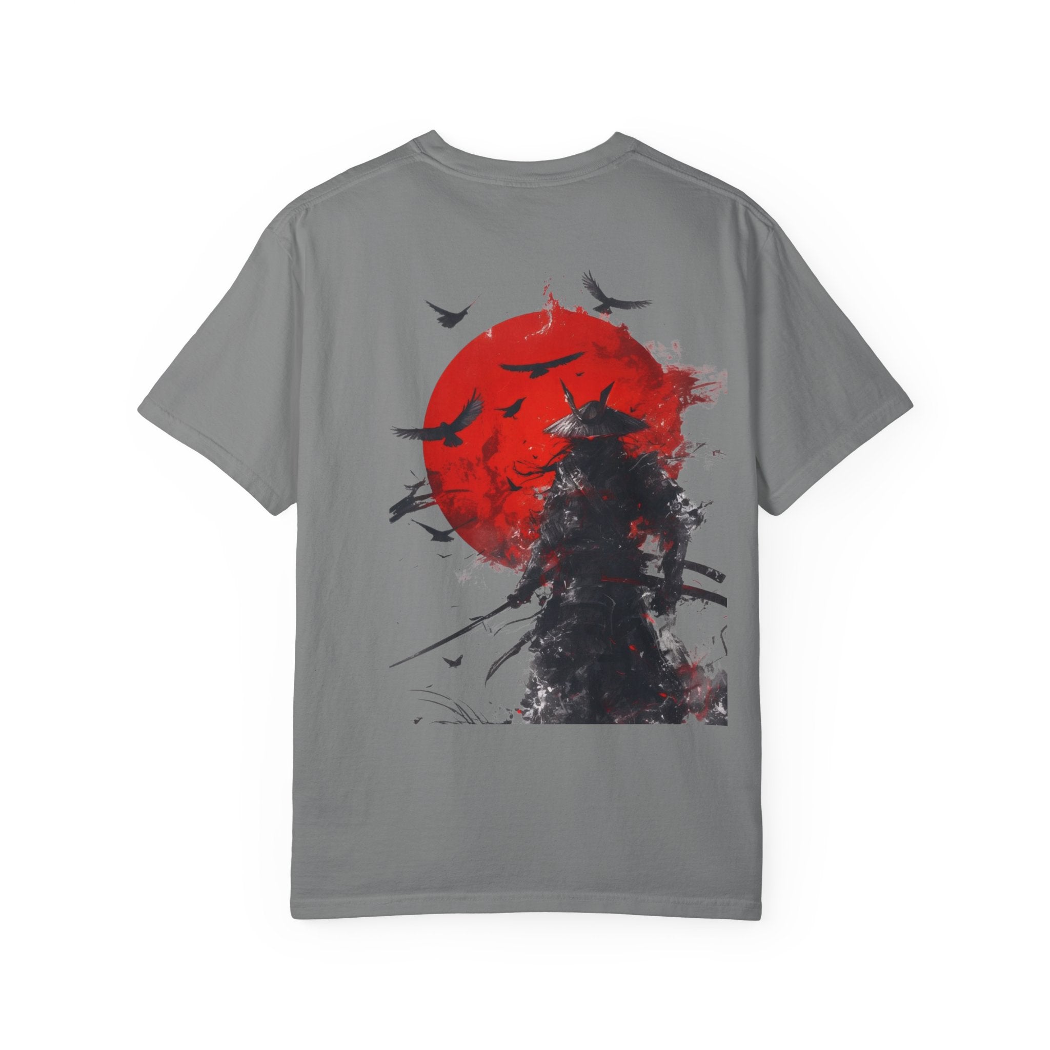 Samurai Silhouette T‑Shirt — Red Sun & Sword Art Graphic Tree