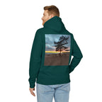 Sunset Beach Tree Hoodie — Scenic Back-Print Pullover