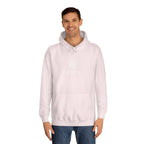 College Hoodie — WRTX Logo Front & “Hustle More, Coffee Less” Circle Back Design