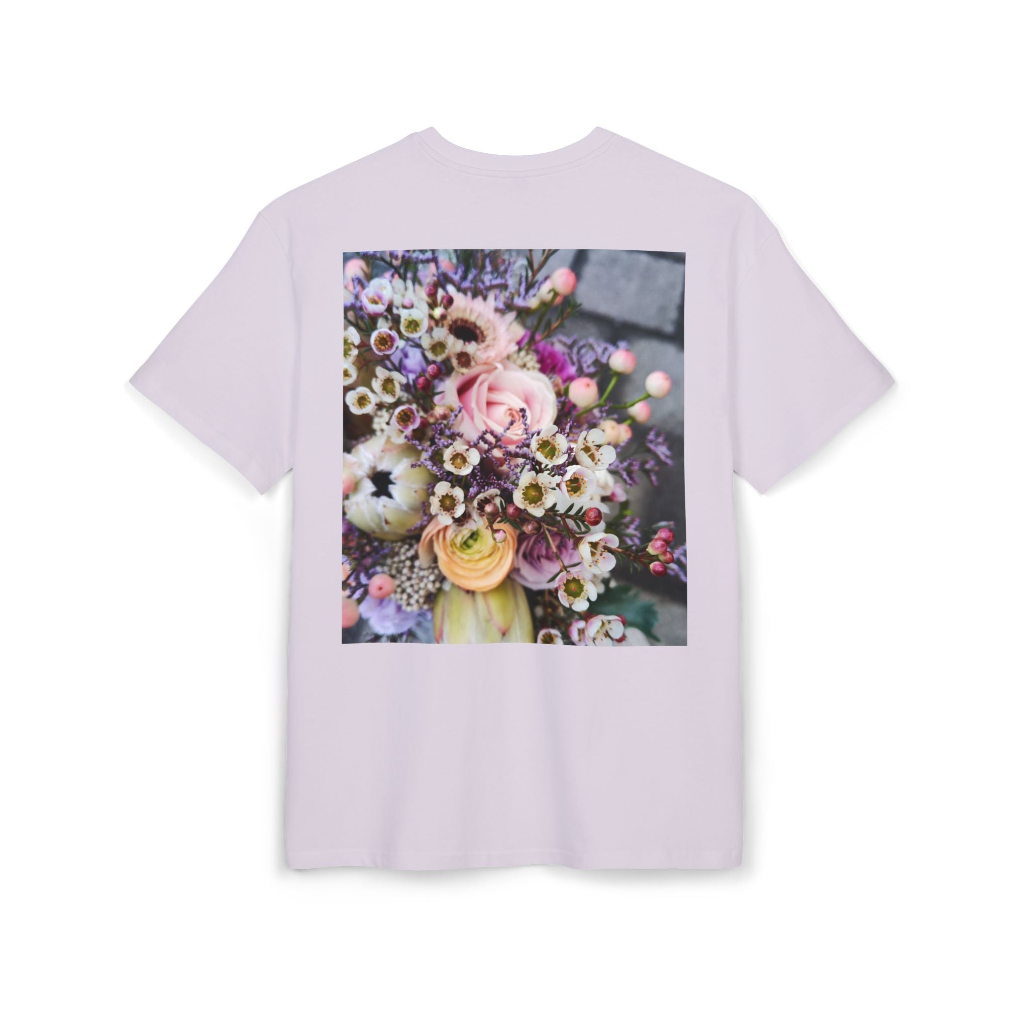 Floral WRX Tee — Oversized White Graphic T‑Shirt with Bouquet Back Print