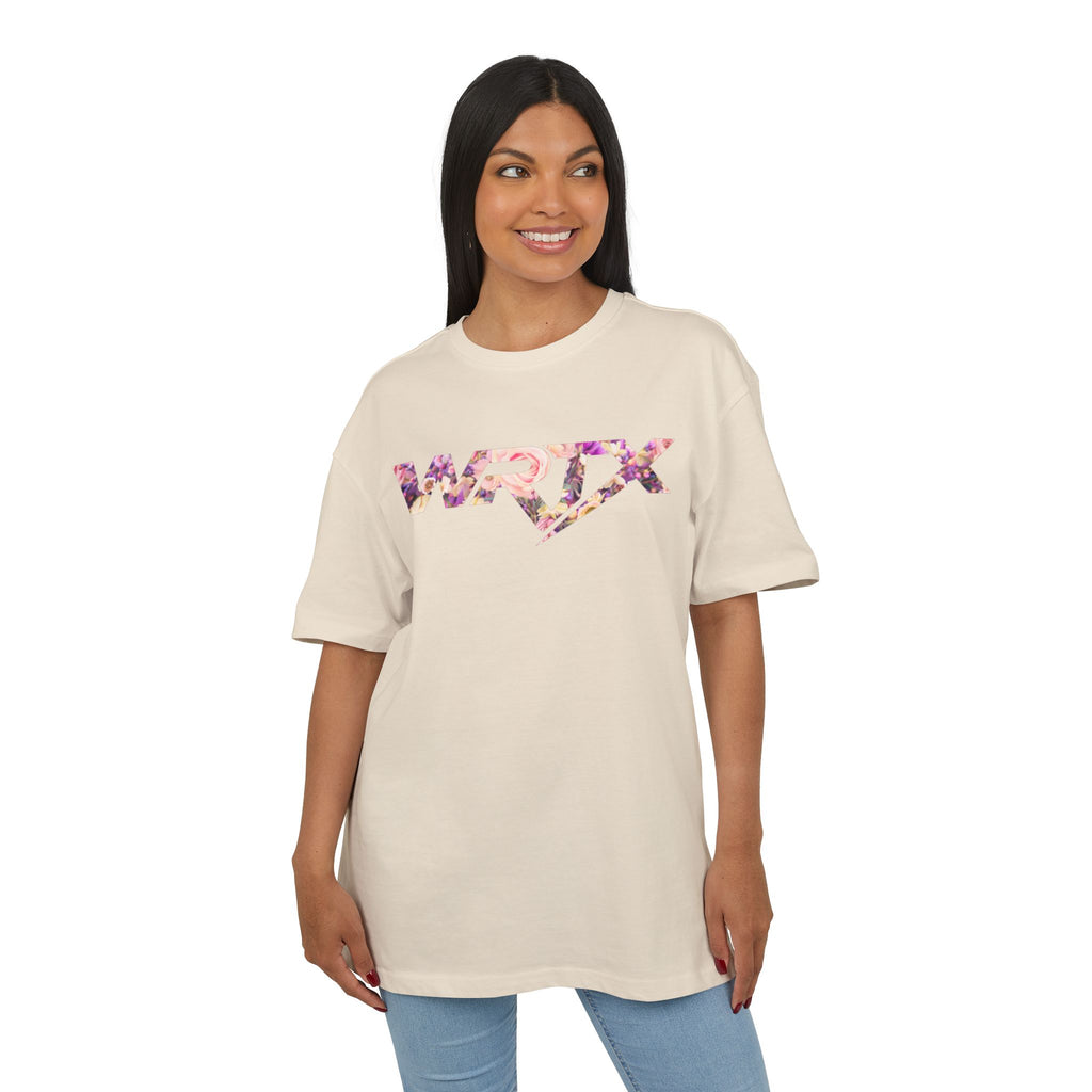 Floral WRX Tee — Oversized White Graphic T‑Shirt with Bouquet Back Print