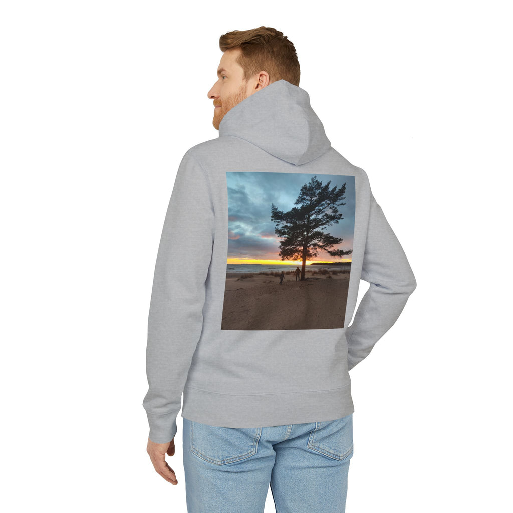 Sunset Beach Tree Hoodie — Scenic Back-Print Pullover