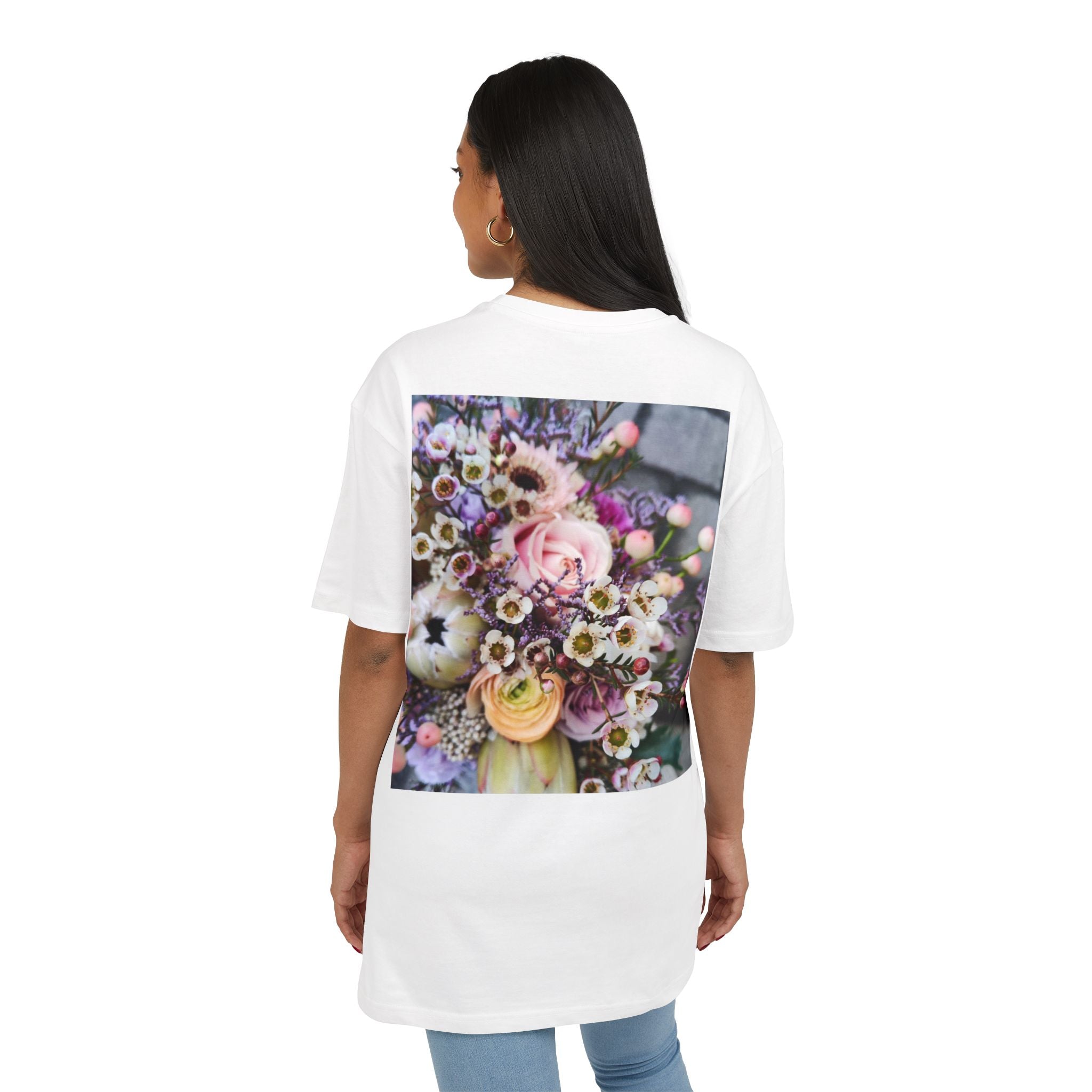 Floral WRX Tee — Oversized White Graphic T‑Shirt with Bouquet Back Print