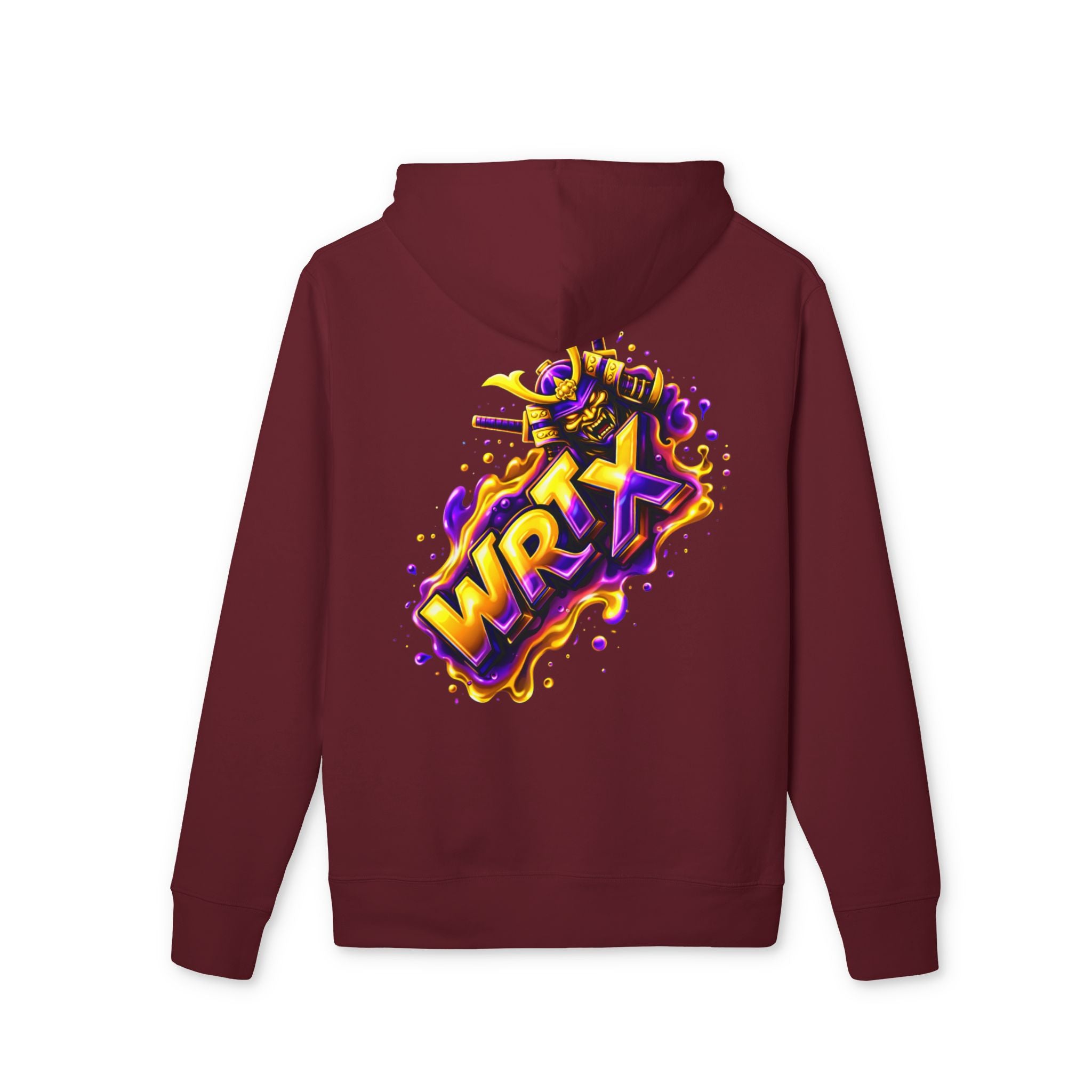 WRTX Logo Hoodie — Floral Front & Neon Samurai Graphic Back Streetwear