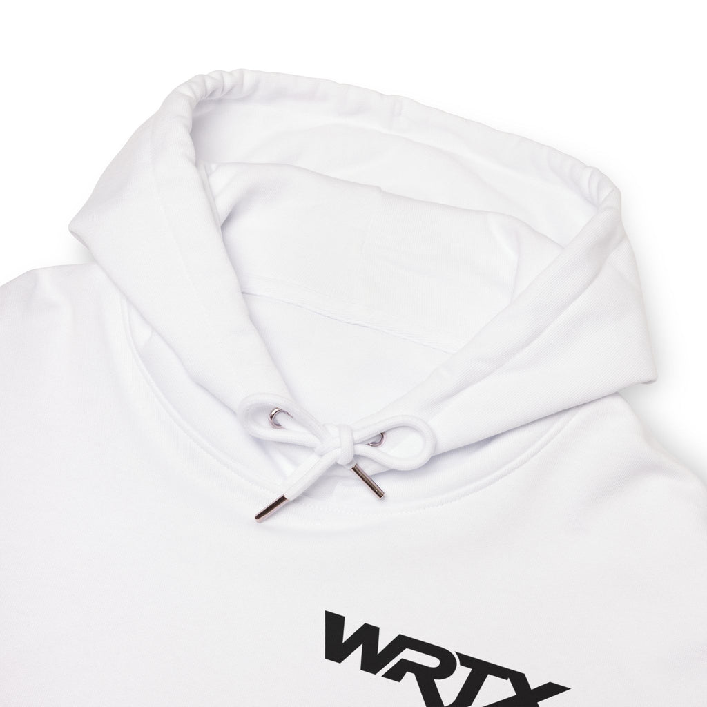 WRTX Graffiti Logo Hoodie — White Streetwear Pullover with Back Graphic