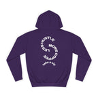 College Hoodie — WRTX Logo Front & “Hustle More, Coffee Less” Circle Back Design