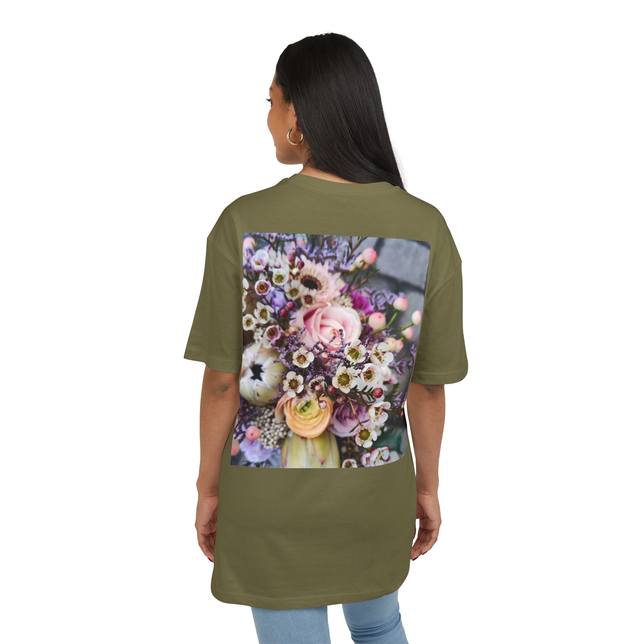 Floral WRX Tee — Oversized White Graphic T‑Shirt with Bouquet Back Print