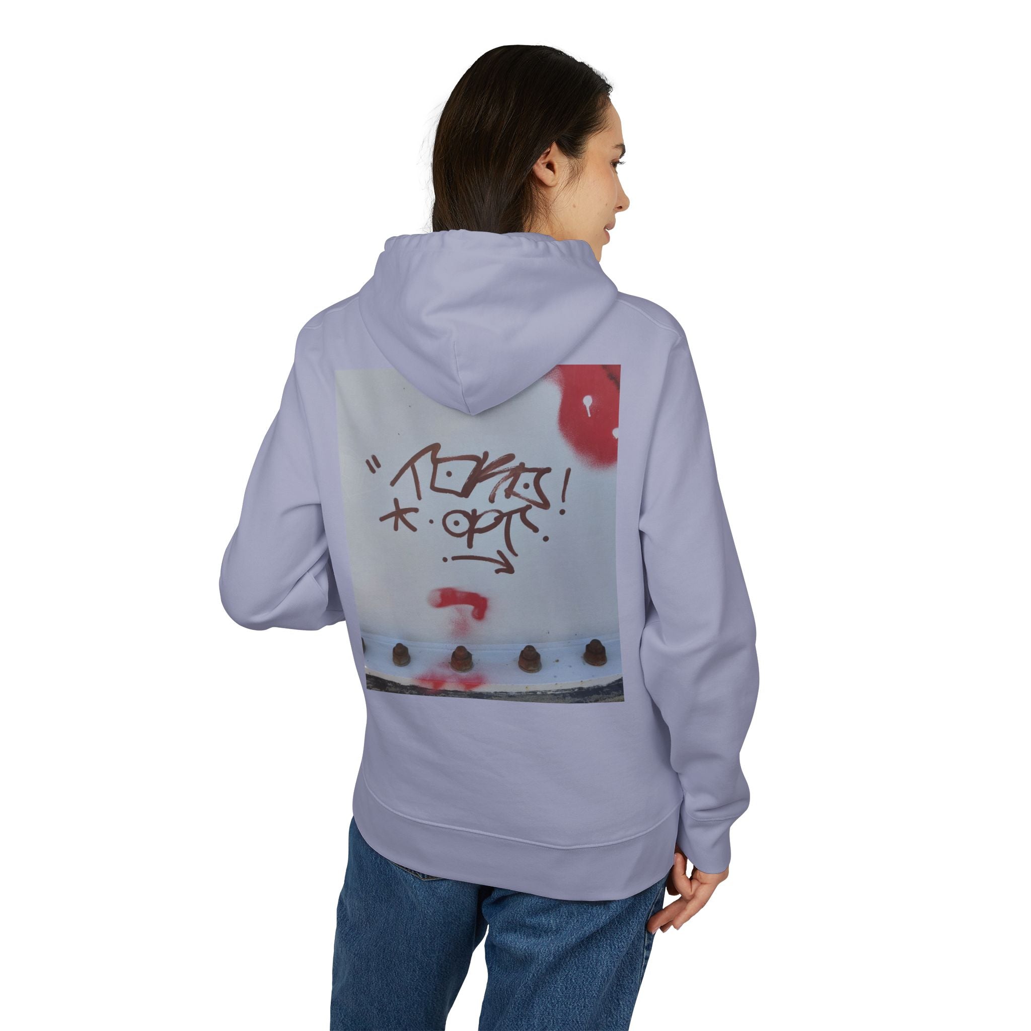 WRTX Graffiti Logo Hoodie — White Streetwear Pullover with Back Graphic